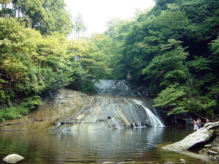 右下の若者たちが滝上りをしてました。