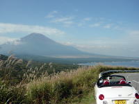 富士山と山中湖とコペン号。