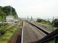 跨線橋から早川・小田原方面を望む